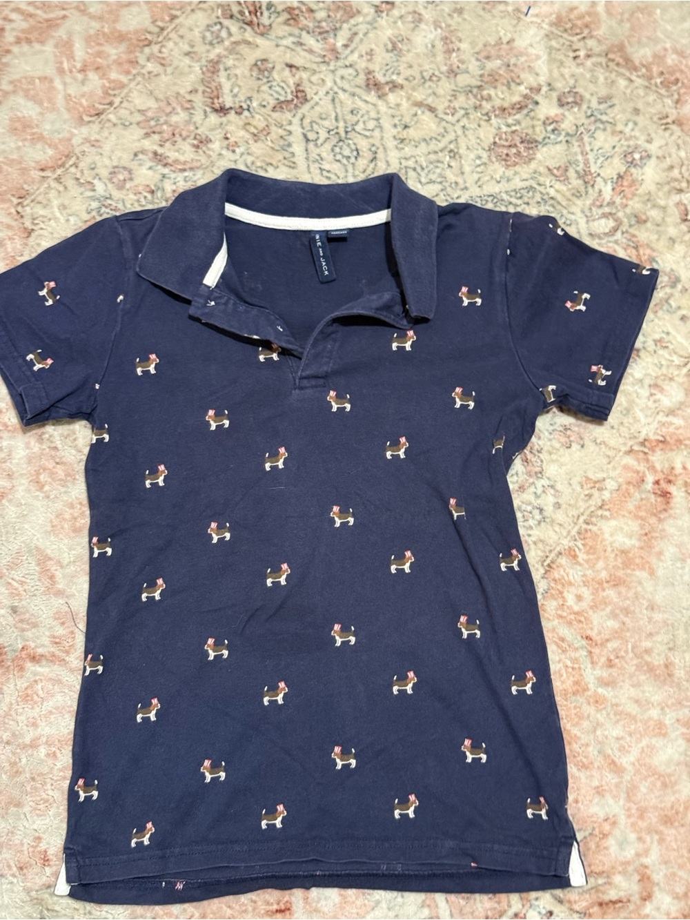 Janie and Jack Navy Polo with Dog Embroidery